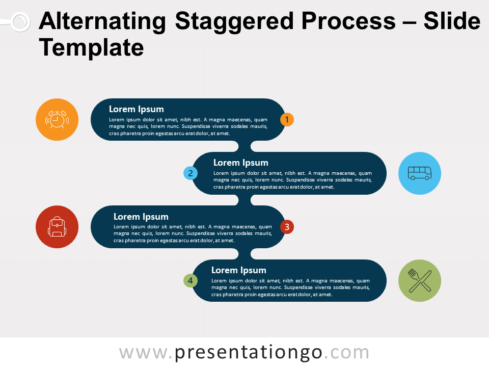 Proceso Escalonado Alternado Gráfico Gratis Para PowerPoint Y Google Slides