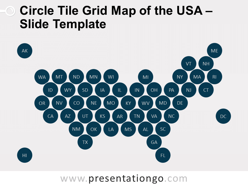 Mapa Gratis de Mosaicos de Círculos de los Estados Unidos Para PowerPoint Y Google Slides