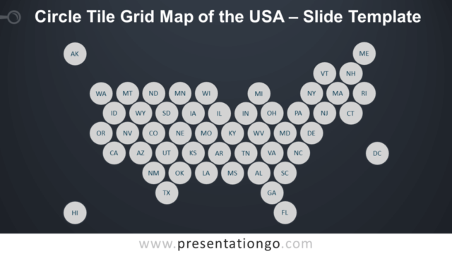 Mapa Gratis de Mosaicos de Círculos de los Estados Unidos Para PowerPoint Y Google Slides