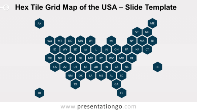 Mapa Gratis de Rejilla de Hexágonos de los EE. UU. Para PowerPoint Y Google Slides