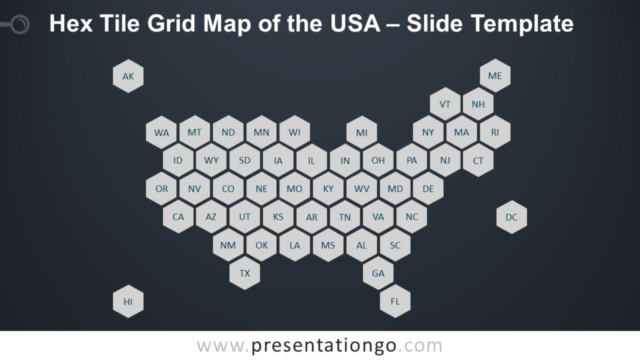Mapa Gratis de Rejilla de Hexágonos de los EE. UU. Para PowerPoint Y Google Slides
