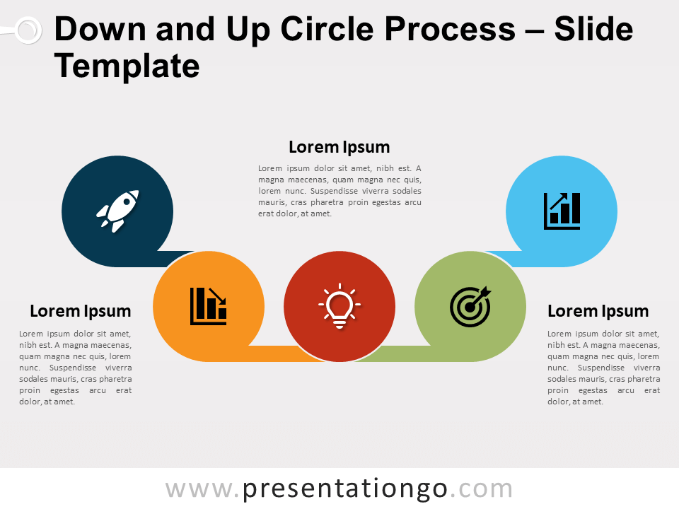 Proceso de Círculos Descendentes y Ascendentes Diagrama Gratis Para PowerPoint Y Google Slides