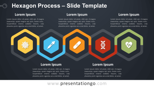 Proceso de Hexágonos Diagrama Gratis Para PowerPoint Y Google Slides
