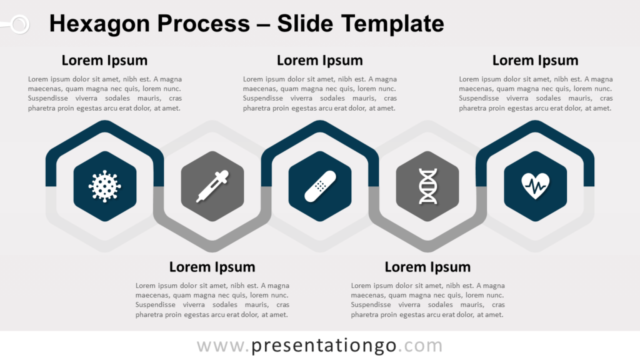 Proceso de Hexágonos Diagrama Gratis Para PowerPoint Y Google Slides