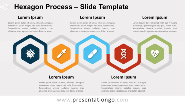 Proceso de Hexágonos Diagrama Gratis Para PowerPoint Y Google Slides