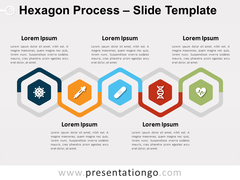 Proceso de Hexágonos Diagrama Gratis Para PowerPoint Y Google Slides