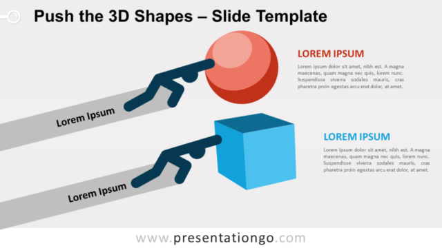 Empujar las Formas 3D Diagrama Gratis Para PowerPoint Y Google Slides