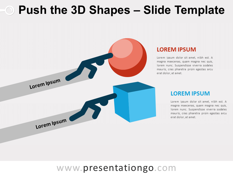 Empujar las Formas 3D Diagrama Gratis Para PowerPoint Y Google Slides