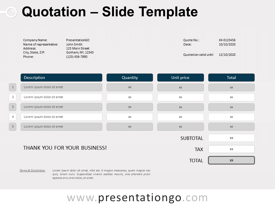 Plantilla Gratis de Cotización Para PowerPoint Y Google Slides