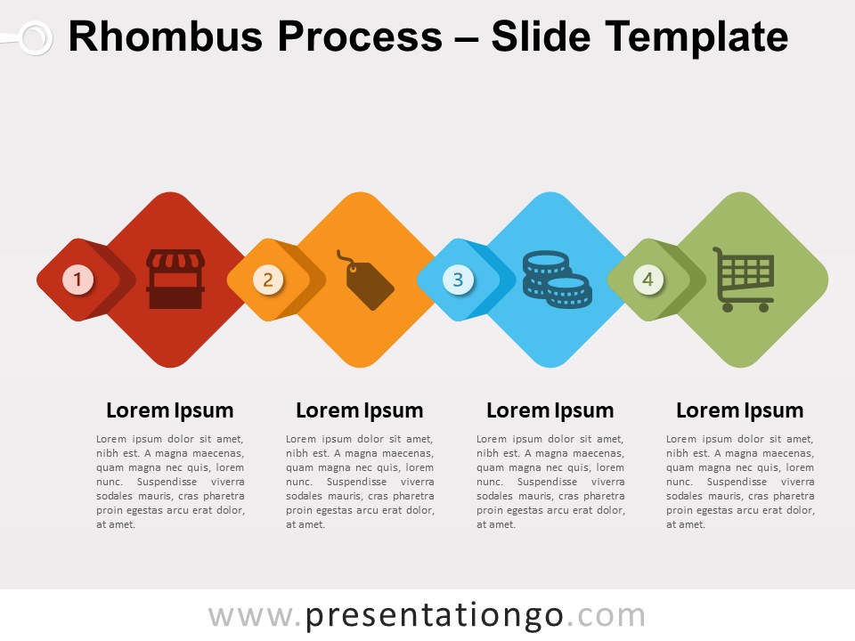 Proceso de Rombo Diagrama Gratis Para PowerPoint Y Google Slides