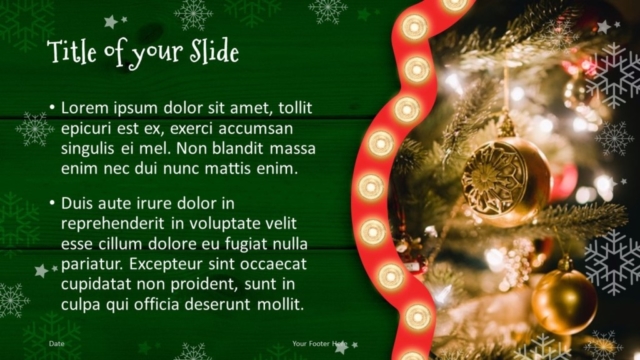 Plantilla de Marcos Navideños Gratis Para PowerPoint Y Google Slides - Diapositiva de Título Y Contenido