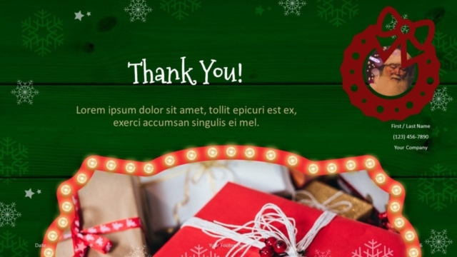 Plantilla de Marcos Navideños Gratis Para PowerPoint Y Google Slides - Diapositiva de ¡Gracias!