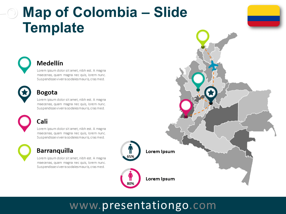 Mapa de Colombia Editable Gratis Para PowerPoint Y Google Slides