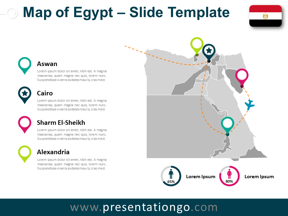 Mapa de Egipto Editable Y Gratis Para PowerPoint Y Google Slides