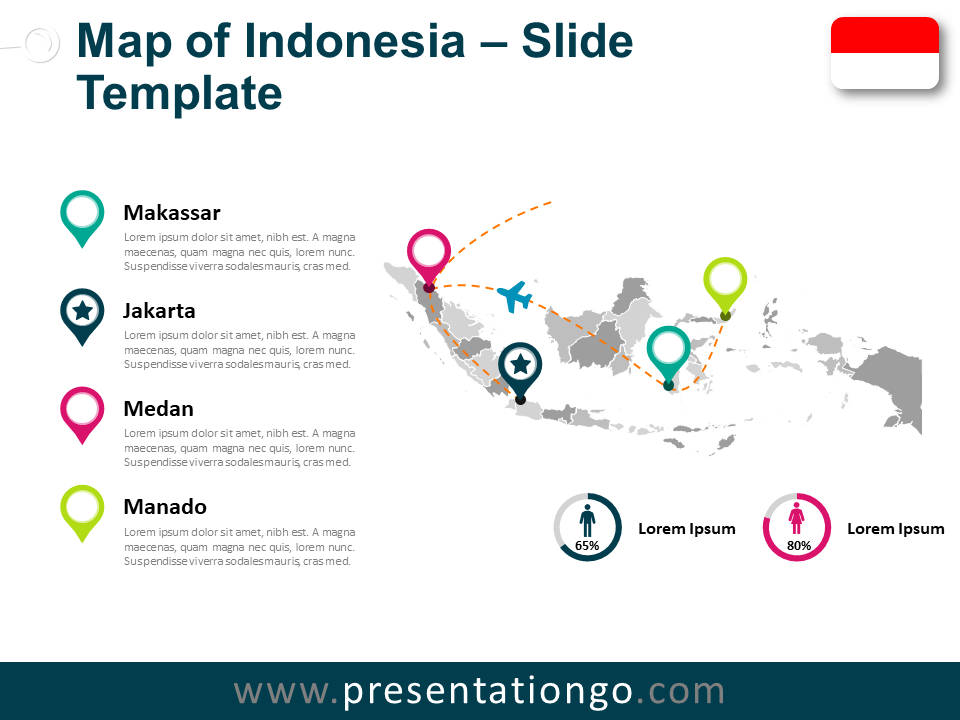Mapa de Indonesia Editable Y Gratis Para PowerPoint Y Google Slides