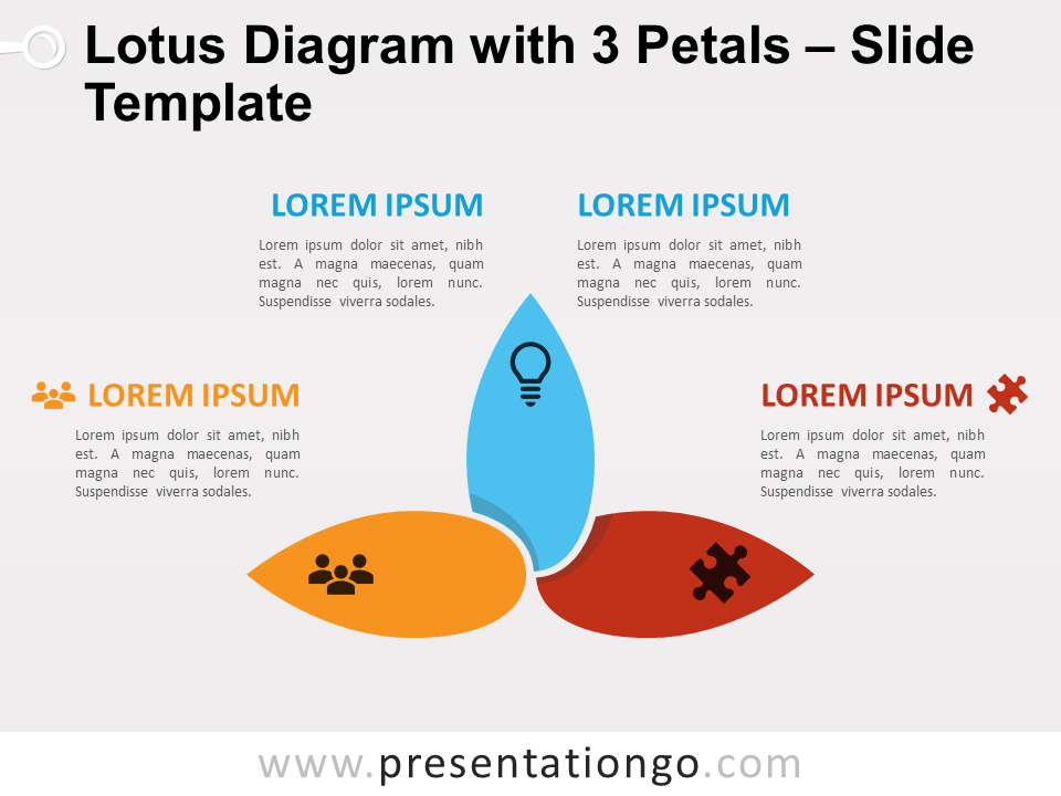 Diagrama Gratis de Lotus Con 3 Pétalos Para PowerPoint