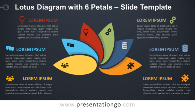 Diagrama de Loto Con 6 Pétalos Gráfico Gratis Para PowerPoint Y Google Slides