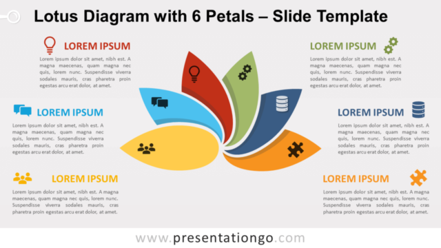 Diagrama de Loto Con 6 Pétalos Gráfico Gratis Para PowerPoint Y Google Slides