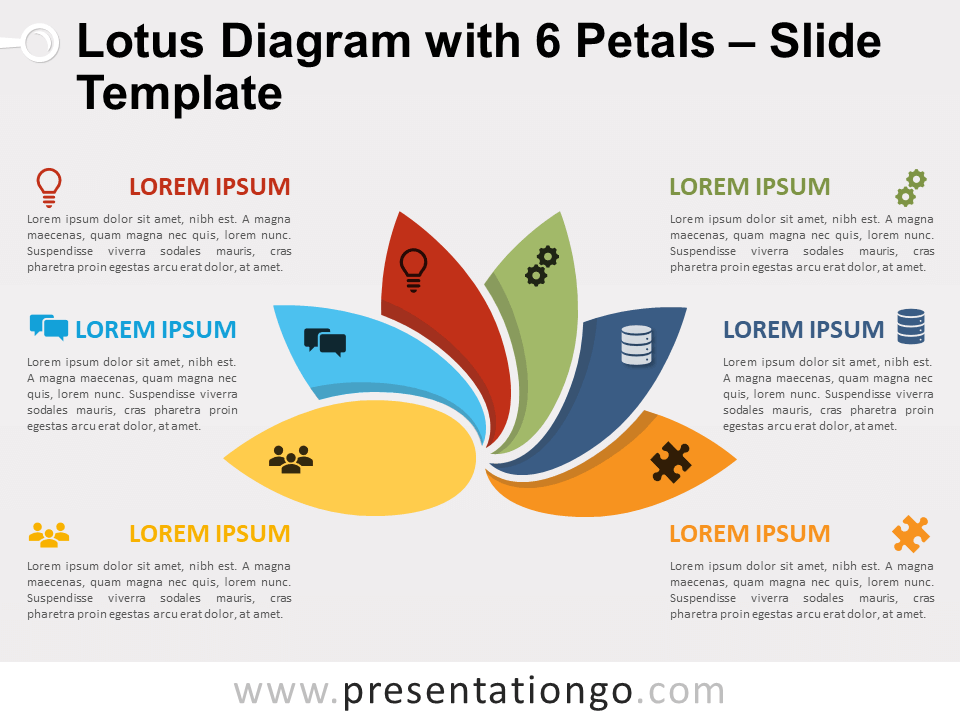 Diagrama de Loto Con 6 Pétalos Gráfico Gratis Para PowerPoint Y Google Slides