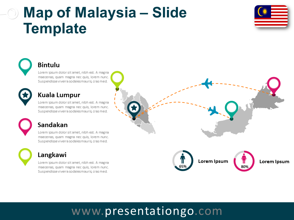 Mapa de Malasia Editable Y Gratis Para PowerPoint Y Google Slides