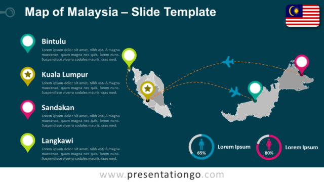 Mapa de Malasia Editable Y Gratis Para PowerPoint Y Google Slides