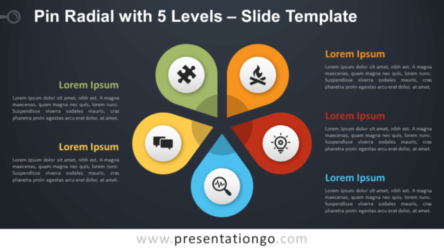 Pin Radial Con 5 Niveles Diagrama Gratis Para PowerPoint Y Google Slides