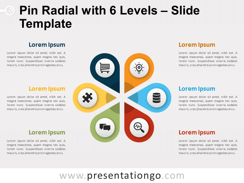 Pin Radial Con 6 Niveles Diagrama Gratis Para PowerPoint Y Google Slides
