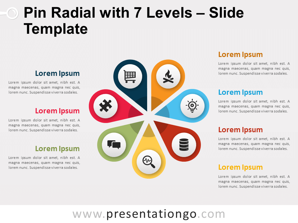 Pin Radial Con 7 Niveles Diagrama Gratis Para PowerPoint Y Google Slides