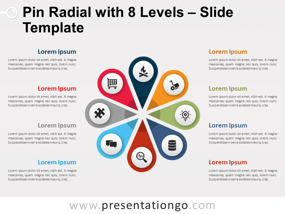 Pin Radial Con 8 Niveles Diagrama Gratis Para PowerPoint Y Google Slides