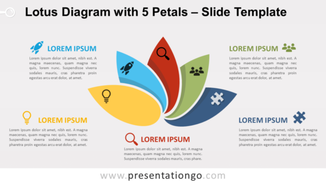 Diagrama de Loto Con 5 Pétalos Gráfico Gratis Para PowerPoint Y Google Slides