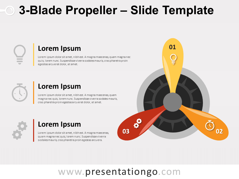Hélice de Tres Aspas Gráfico Gratis Para PowerPoint Y Google Slides