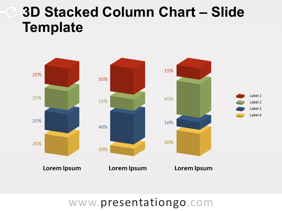 Gráfico de Columnas Apiladas en 3D Gratis Para PowerPoint