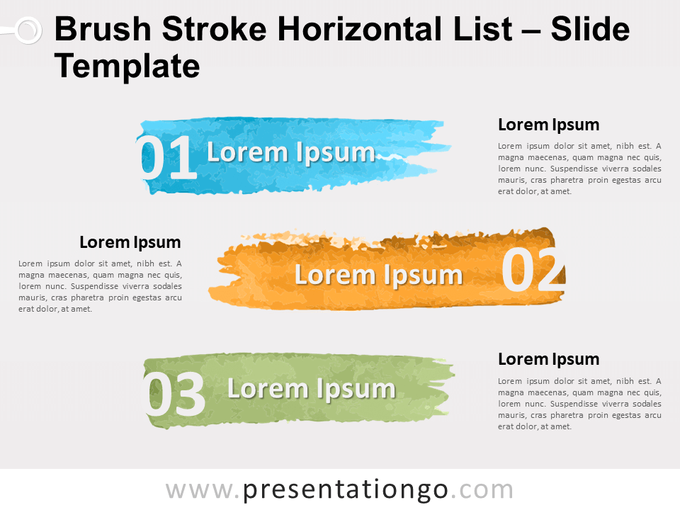 Lista Horizontal de Trazos de Pincel Gráfico Gratis Para PowerPoint Y Google Slides