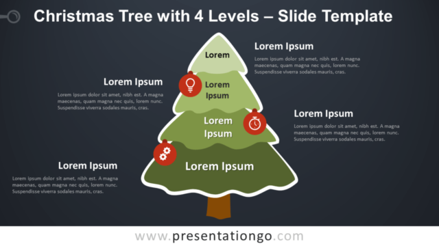 Árbol de Navidad Con 4 Niveles Gráfico Gratis Para PowerPoint Y Google Slides