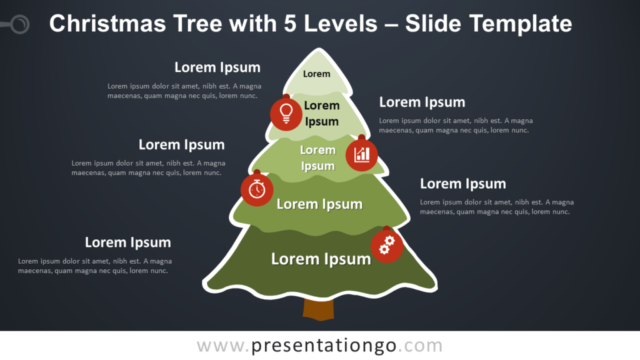 Árbol de Navidad Con 5 Niveles Gráfico Gratis Para PowerPoint Y Google Slides