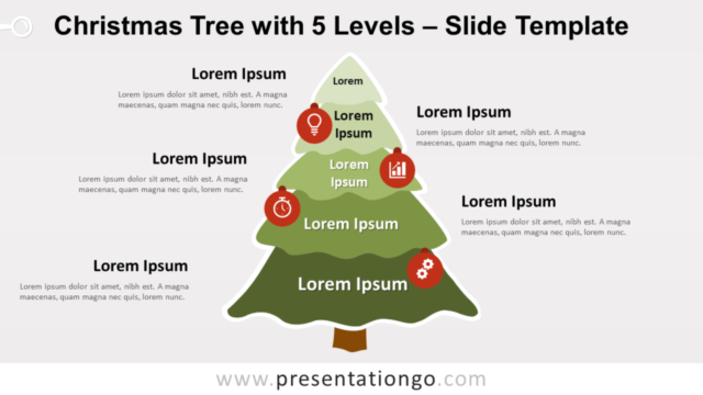 Árbol de Navidad Con 5 Niveles Gráfico Gratis Para PowerPoint Y Google Slides