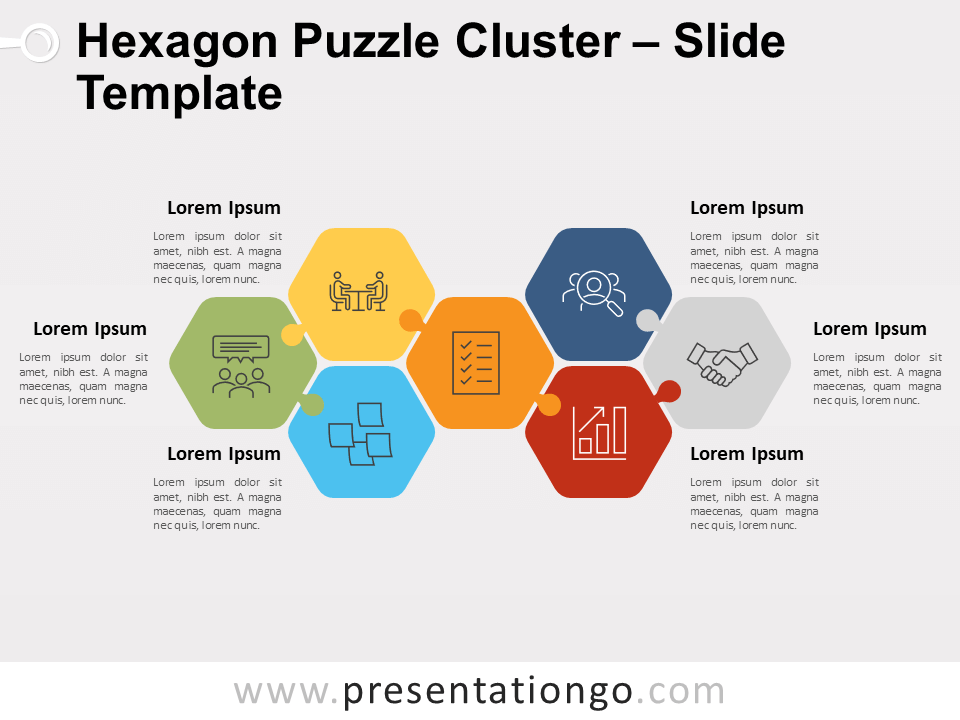 Conjunto de Rompecabezas de Hexágonos Gráfico Gratis Para PowerPoint Y Google Slides