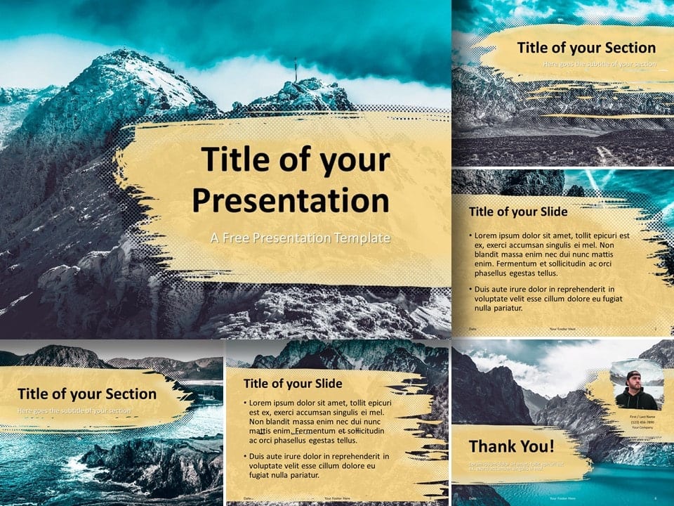 Plantilla de Montañas Retro Pop Gratis Para PowerPoint Y Google Slides