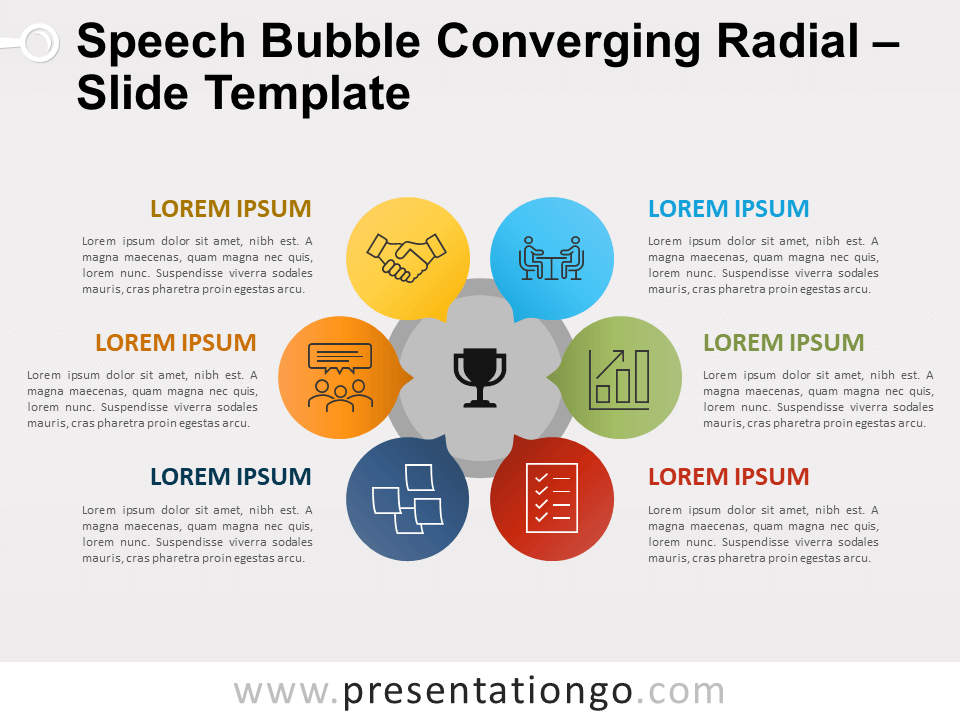 Burbuja de Diálogo Radial Convergente Diagrama Gratis Para PowerPoint Y Google Slides