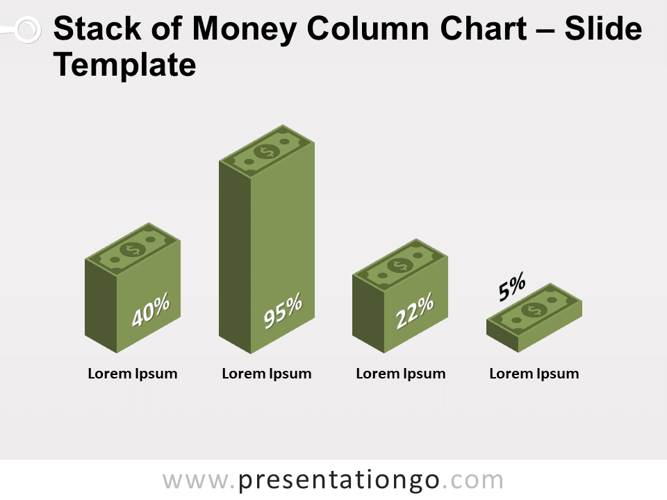 Gráfico Gratis de Columnas Con Pilas de Dinero Para PowerPoint