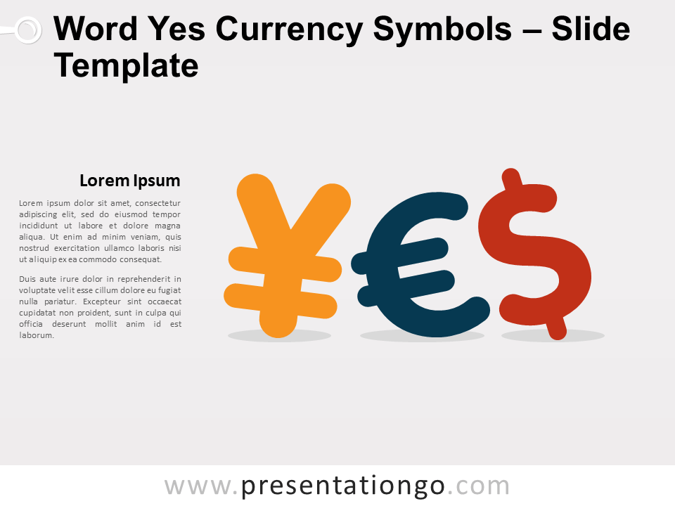Símbolos de Moneda de la Palabra Yes Gráfico Gratis Para PowerPoint Y Google Slides