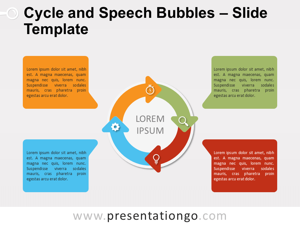 Ciclo y Burbujas de Diálogo Diagrama Gratis Para PowerPoint Y Google Slides