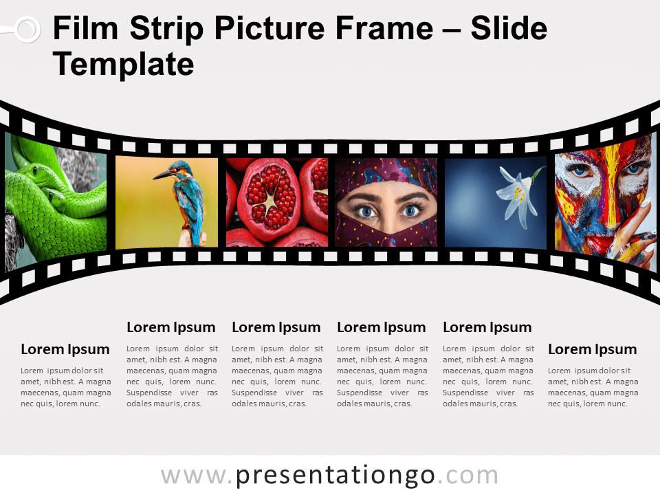 Marco de Fotografías en Tira de Película Gráfico Gratis Para PowerPoint Y Google Slides