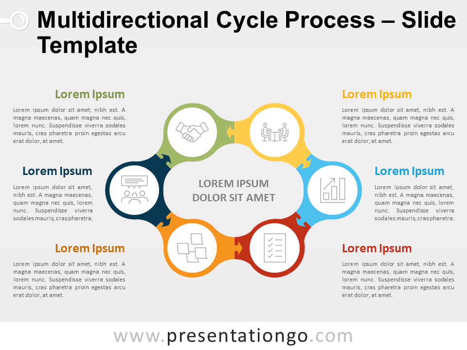 Proceso Cíclico Multidireccional Diagrama Gratis Para PowerPoint Y Google Slides