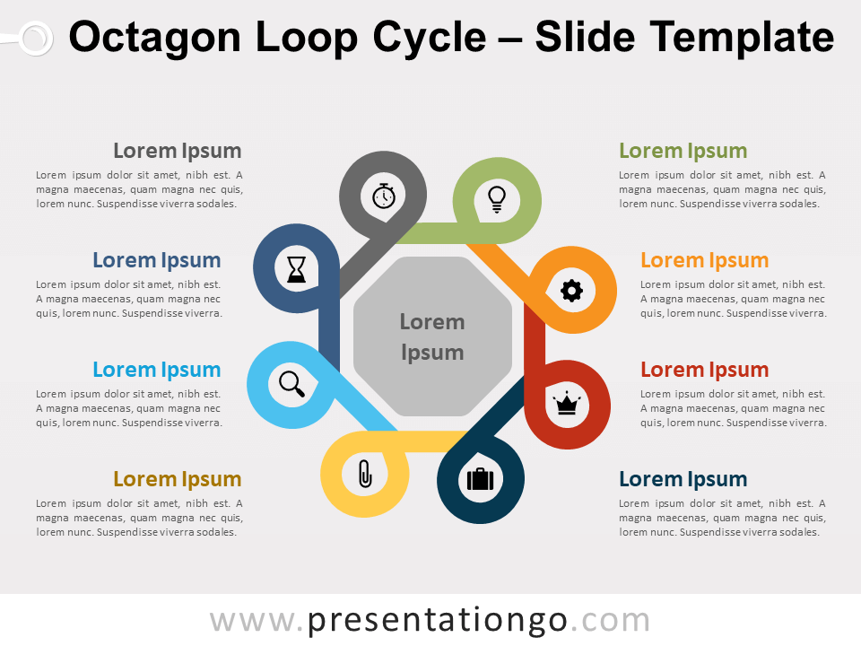 Ciclo de Octágono con Bucles Diagrama Gratis Para PowerPoint Y Google Slides