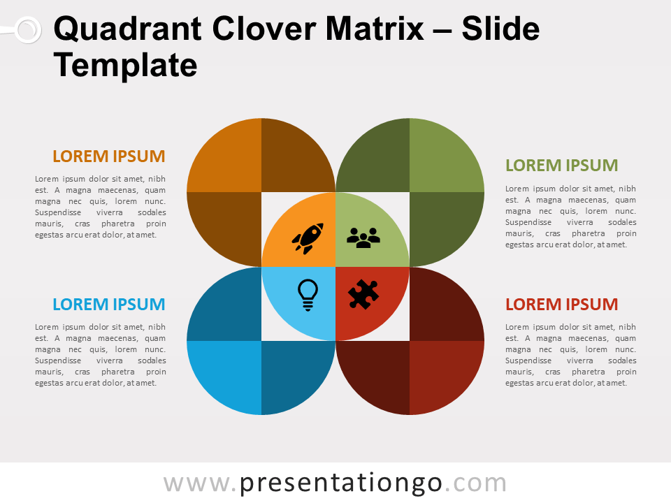 Matriz de Cuatro Hojas Cuadrantes Diagrama Gratis Para PowerPoint Y Google Slides