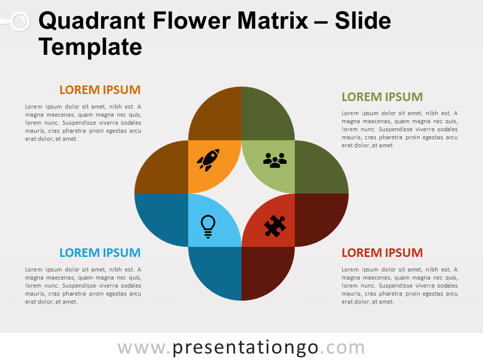 Matriz de Flor de Cuadrante Diagrama Gratis Para PowerPoint Y Google Slides