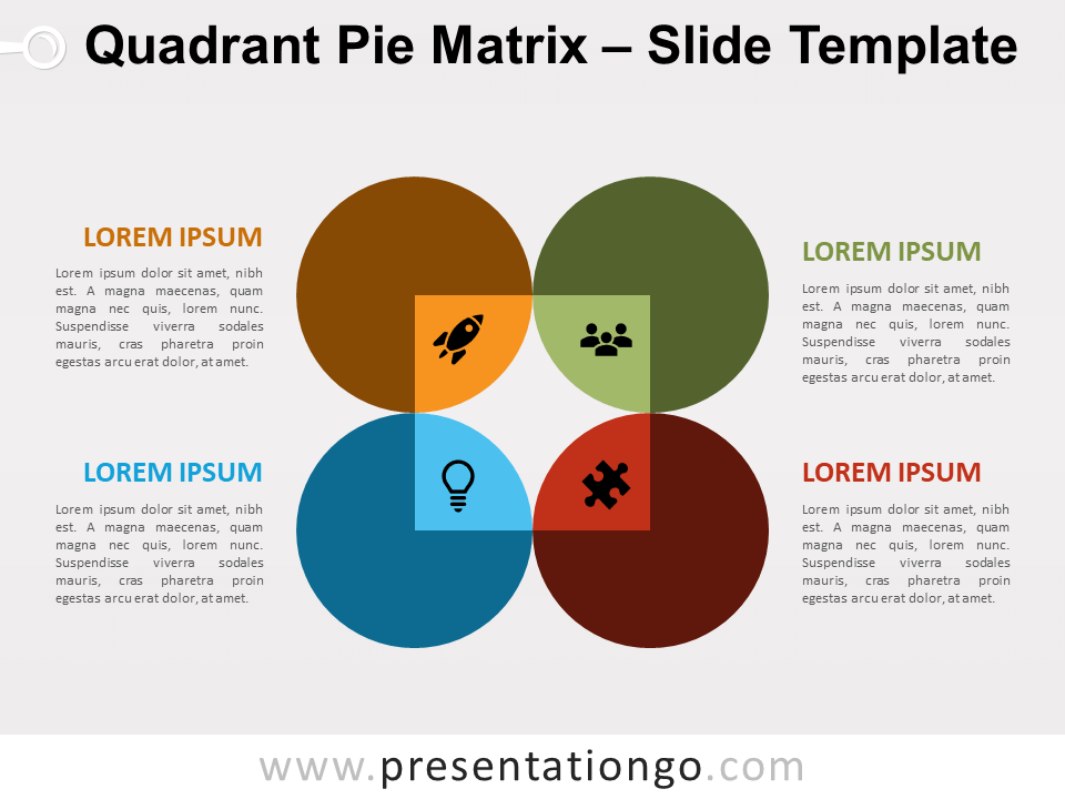 Matriz de Cuatro Piezas de Cuadrantes Diagrama Gratis Para PowerPoint Y Google Slides