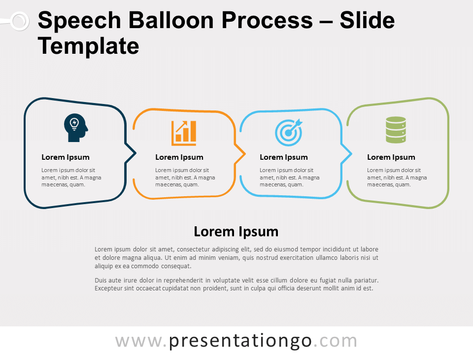 Proceso de Globo de Diálogo Gráfico Gratis Para PowerPoint Y Google Slides
