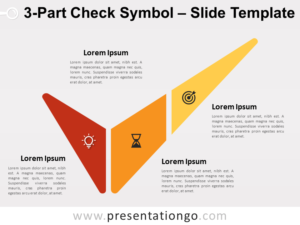 Símbolo de Chequeo de 3 Partes Gráfico Gratis Para PowerPoint Y Google Slides